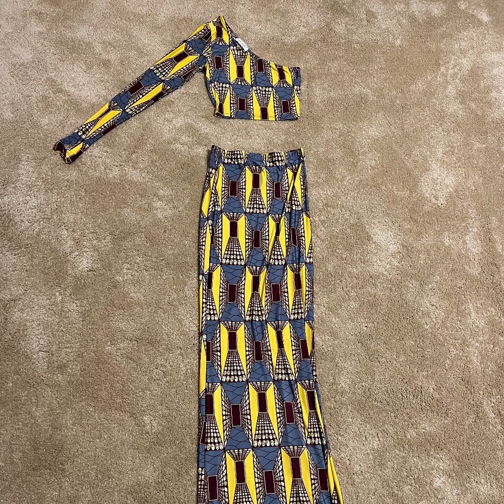 2 piece crop top & skirt set